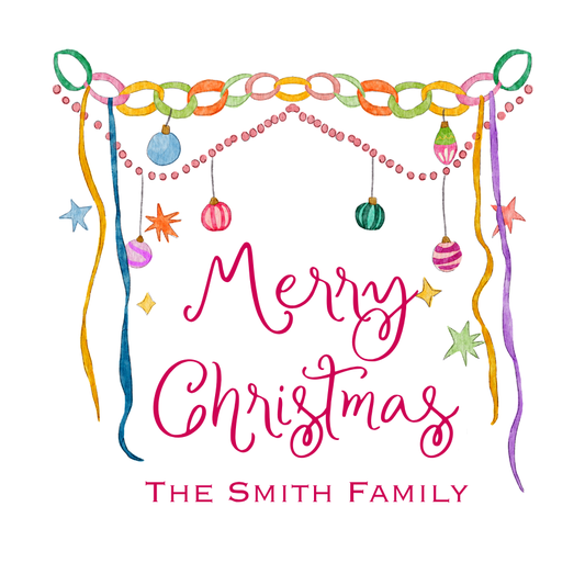 GARLAND MERRY CHRISTMAS SQUARE GIFT TAG