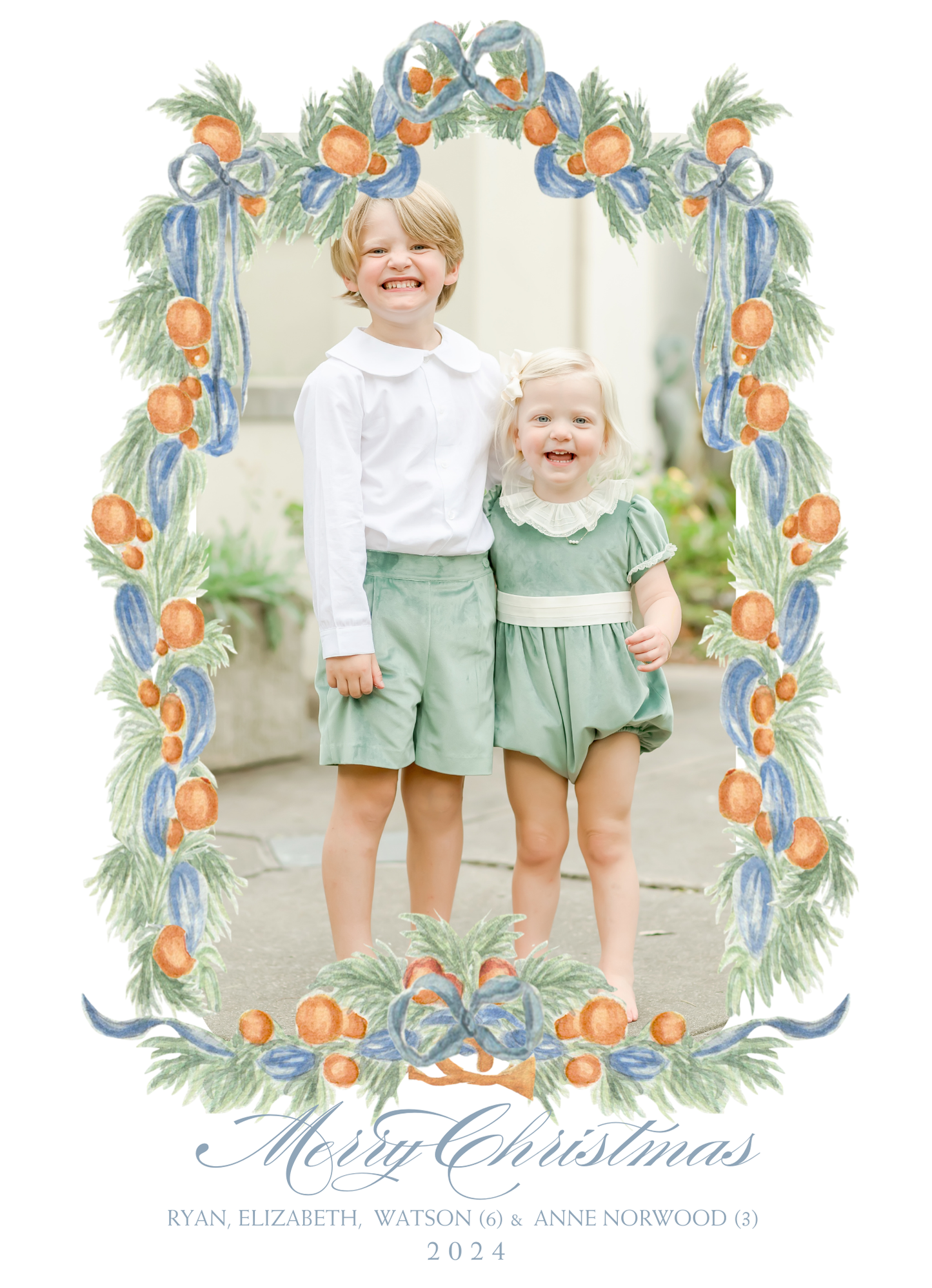 ORANGES GARLAND CHRISTMAS CARD