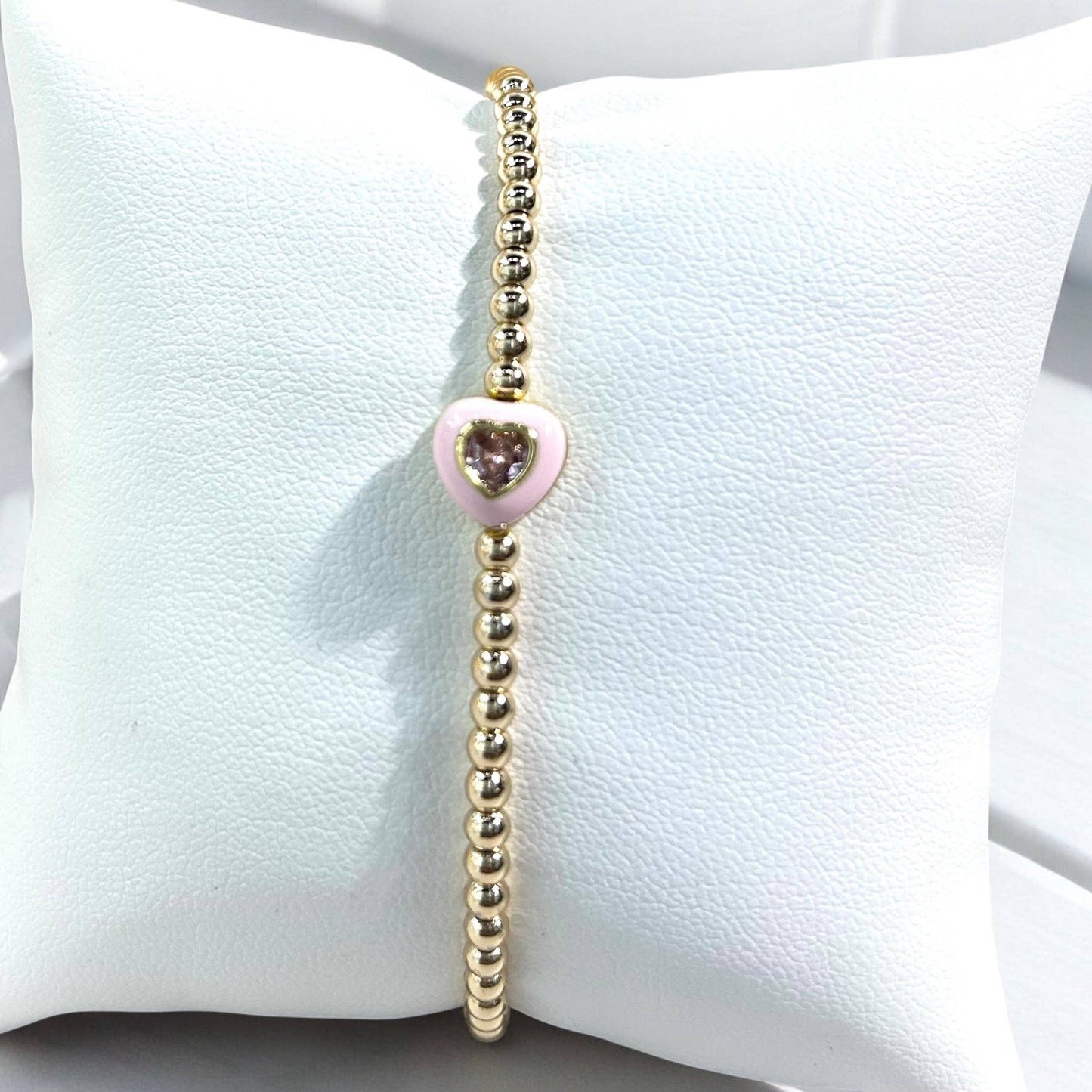 Heart Diamond Cut Gold Bead Bracelet