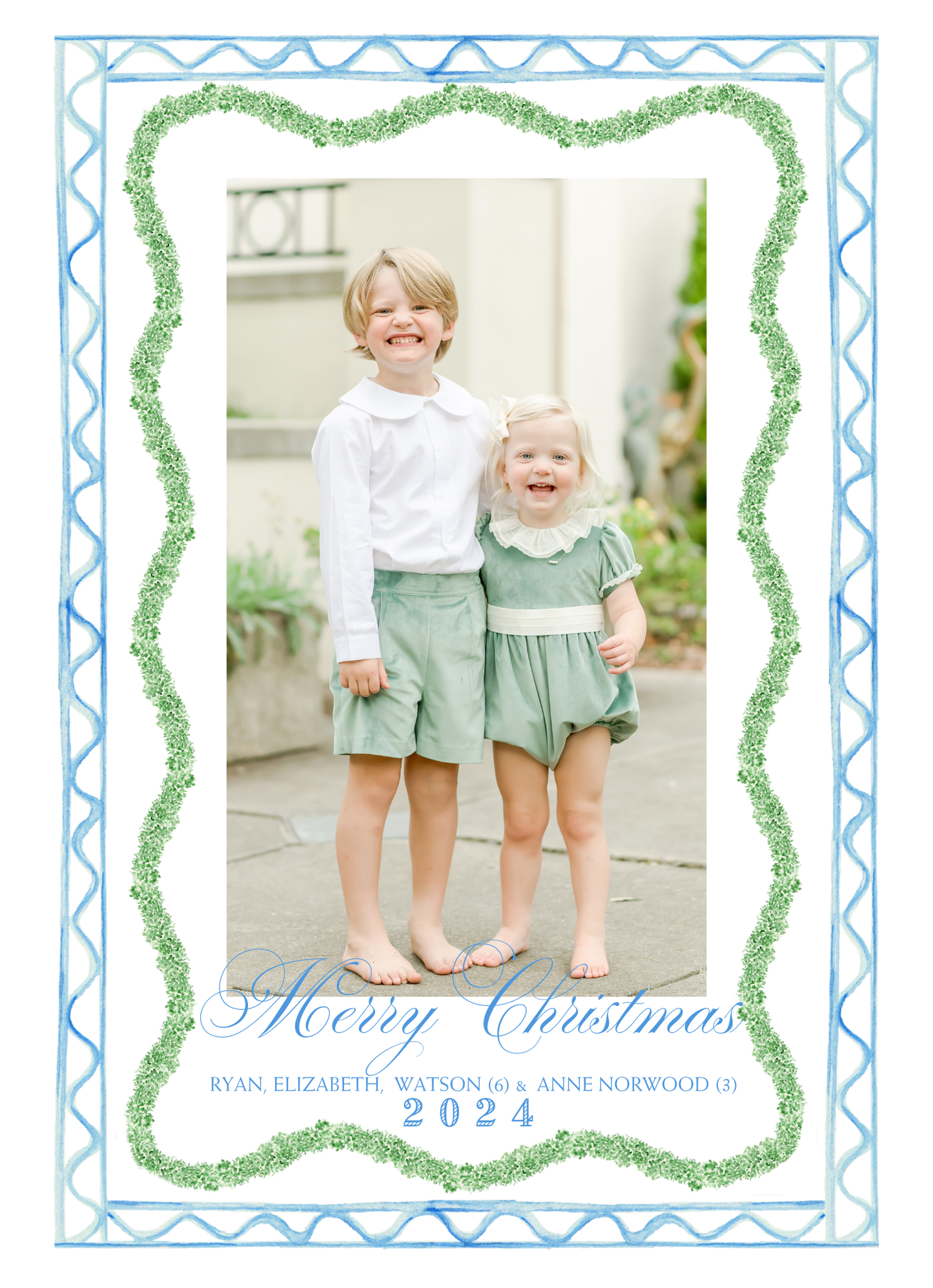 GREEN & BLUE CHRISTMAS CARD