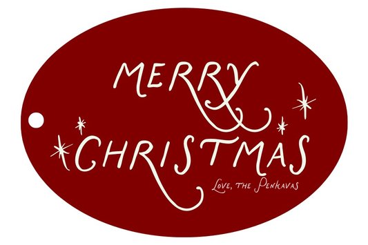 COLORFUL MERRY CHRISTMAS OVAL GIFT TAG