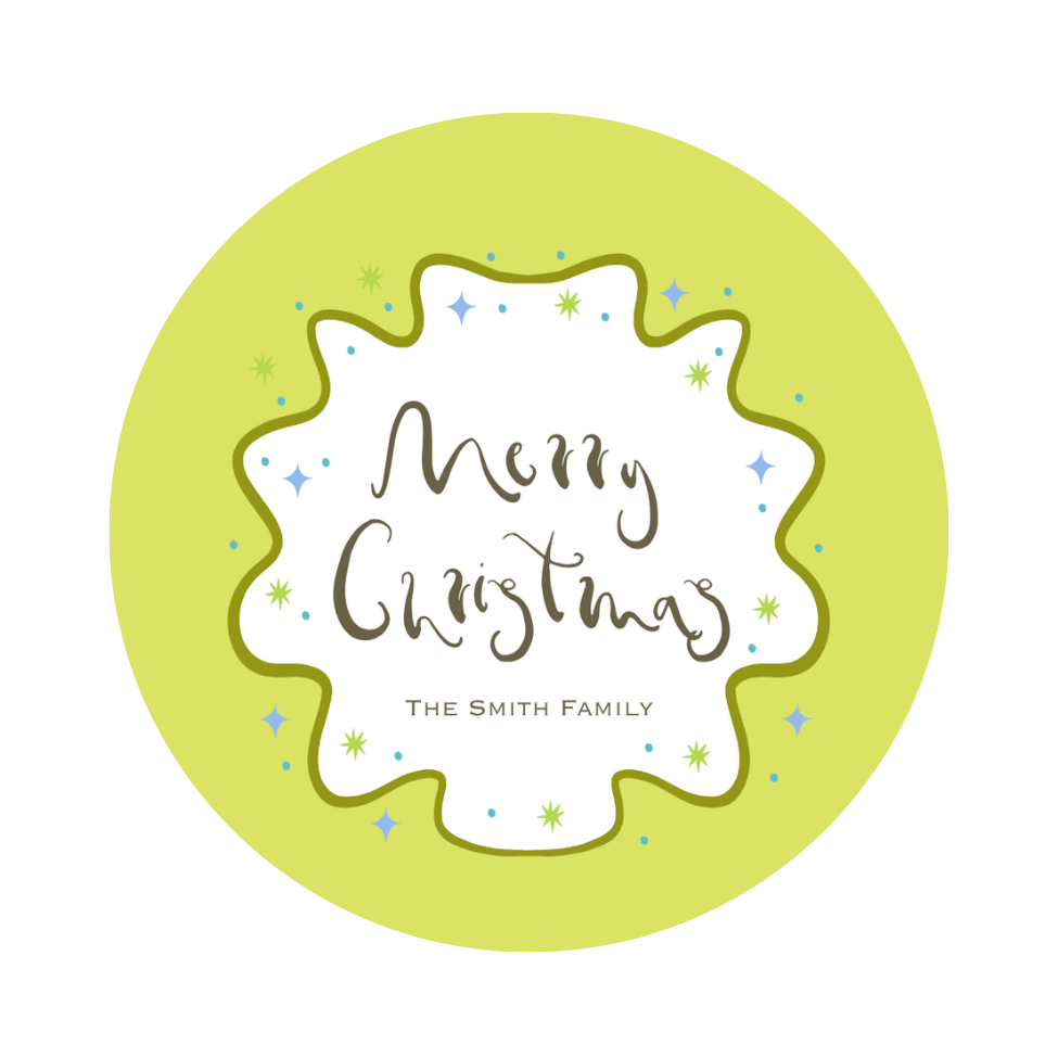 FUNKY GREEN MERRY CHRISTMAS STICKERS