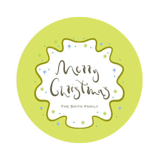 FUNKY GREEN MERRY CHRISTMAS STICKERS