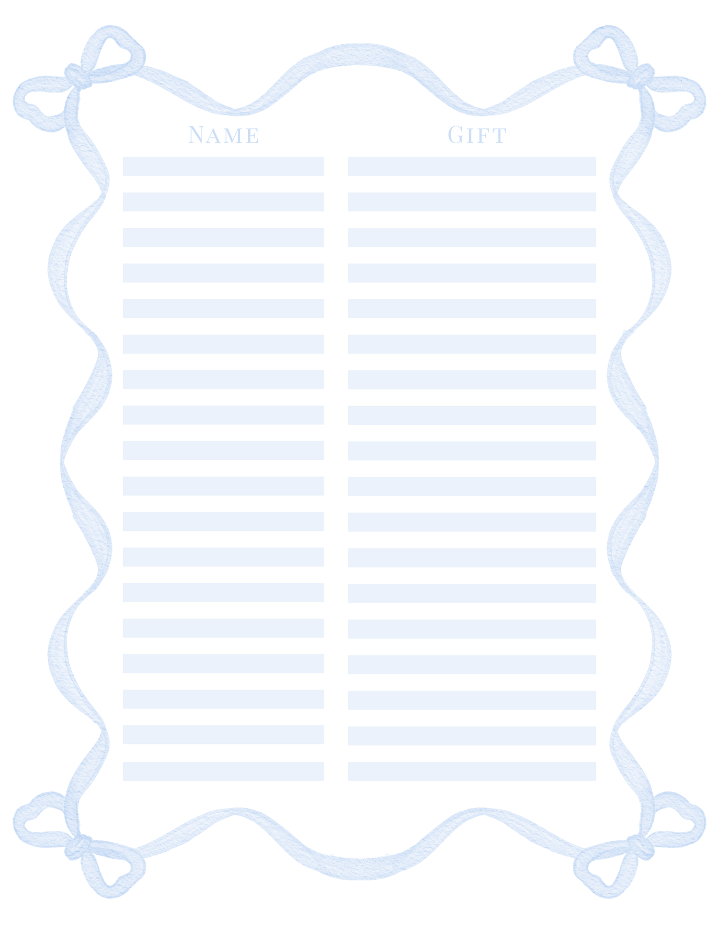 BABY GIFT LIST TRACKER SHEETS