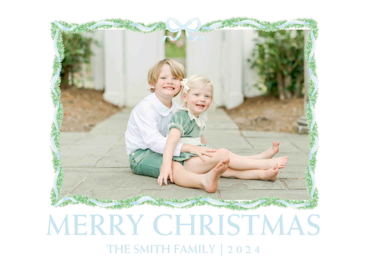 BLUE RIBBON GREENERY CHRISTMAS CARD