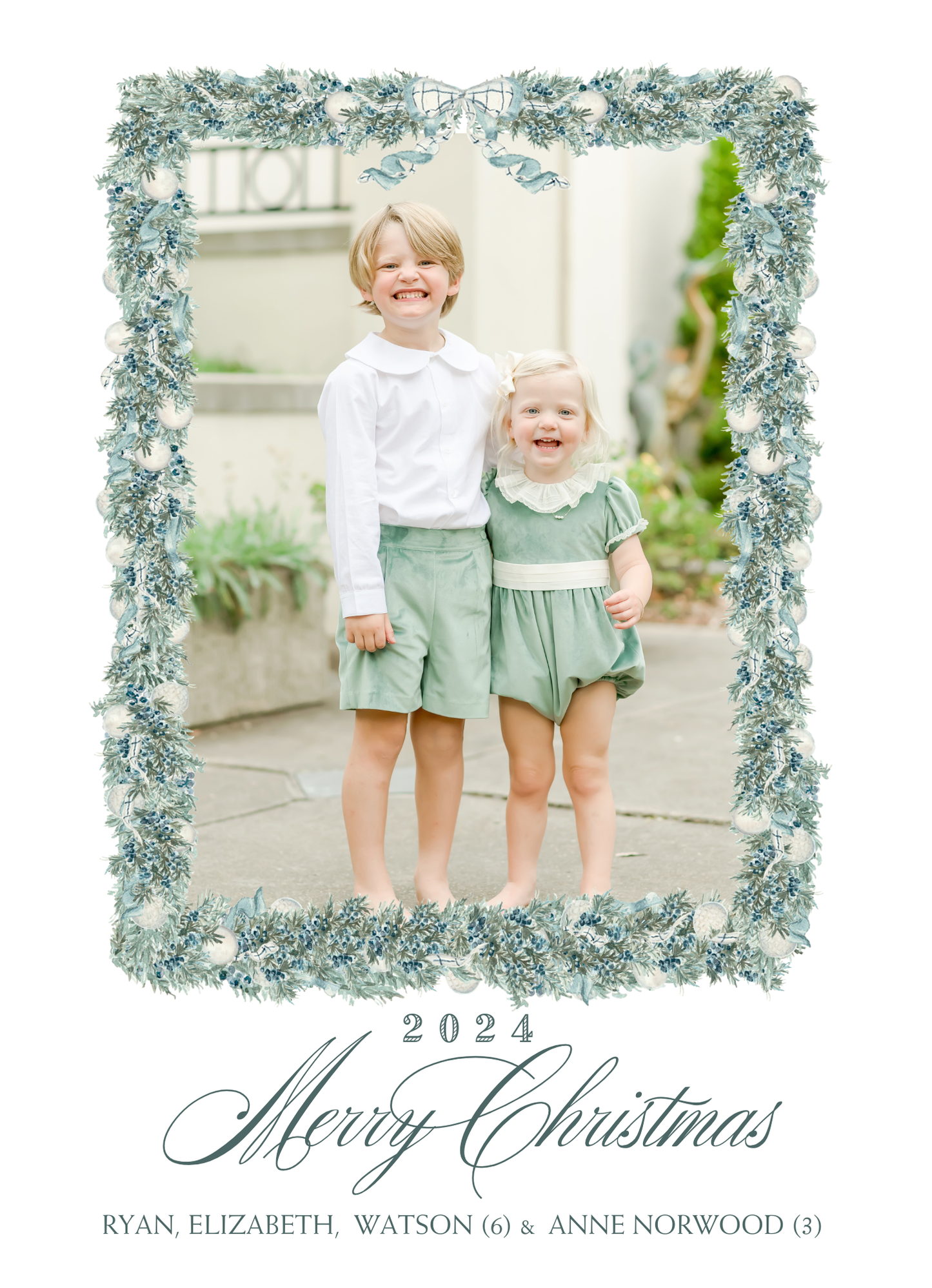 SILVER GARLAND CHRISTMAS CARD