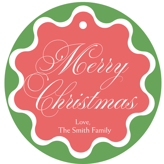 Merry Christmas round gift tag