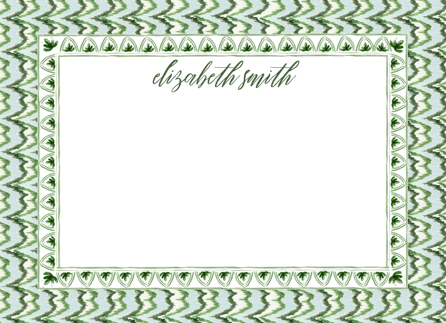 green zig zag stationery