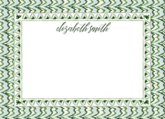 green zig zag stationery