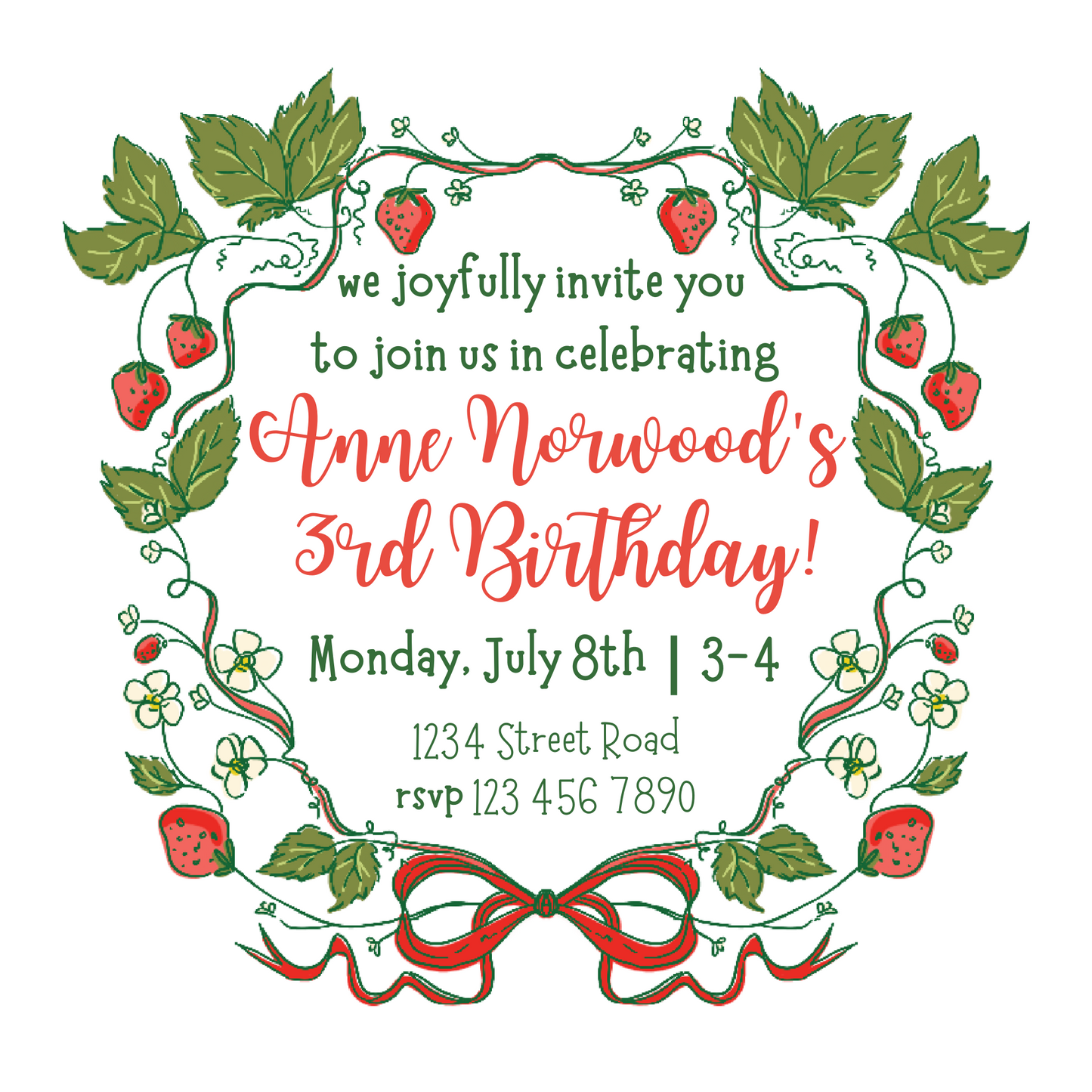 strawberry crest invitation