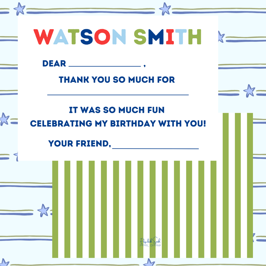 FILL IN THE BLANK PARTY THANK YOU CARDS