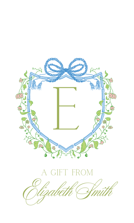 floral and bow crest gift tag