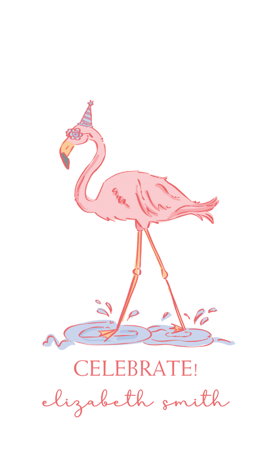 flamingo party gift tag