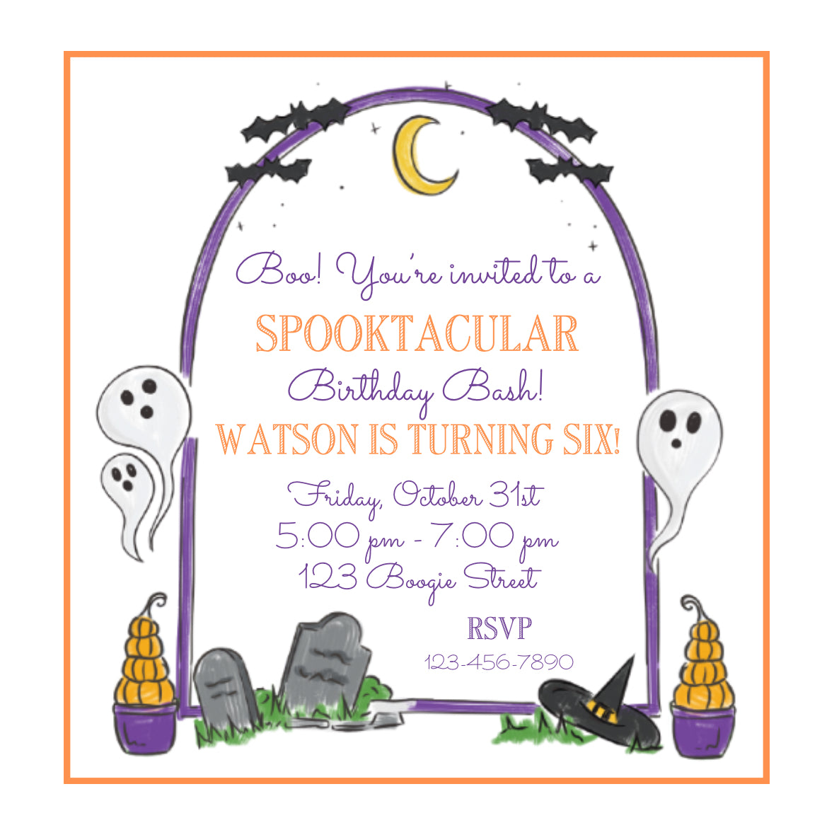 Square traditional Halloween invitation