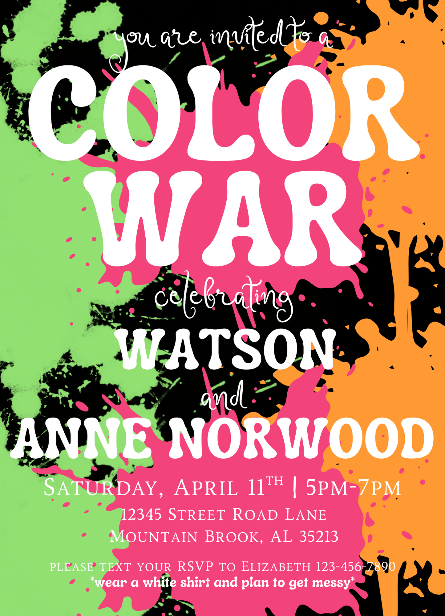 color war party invitation