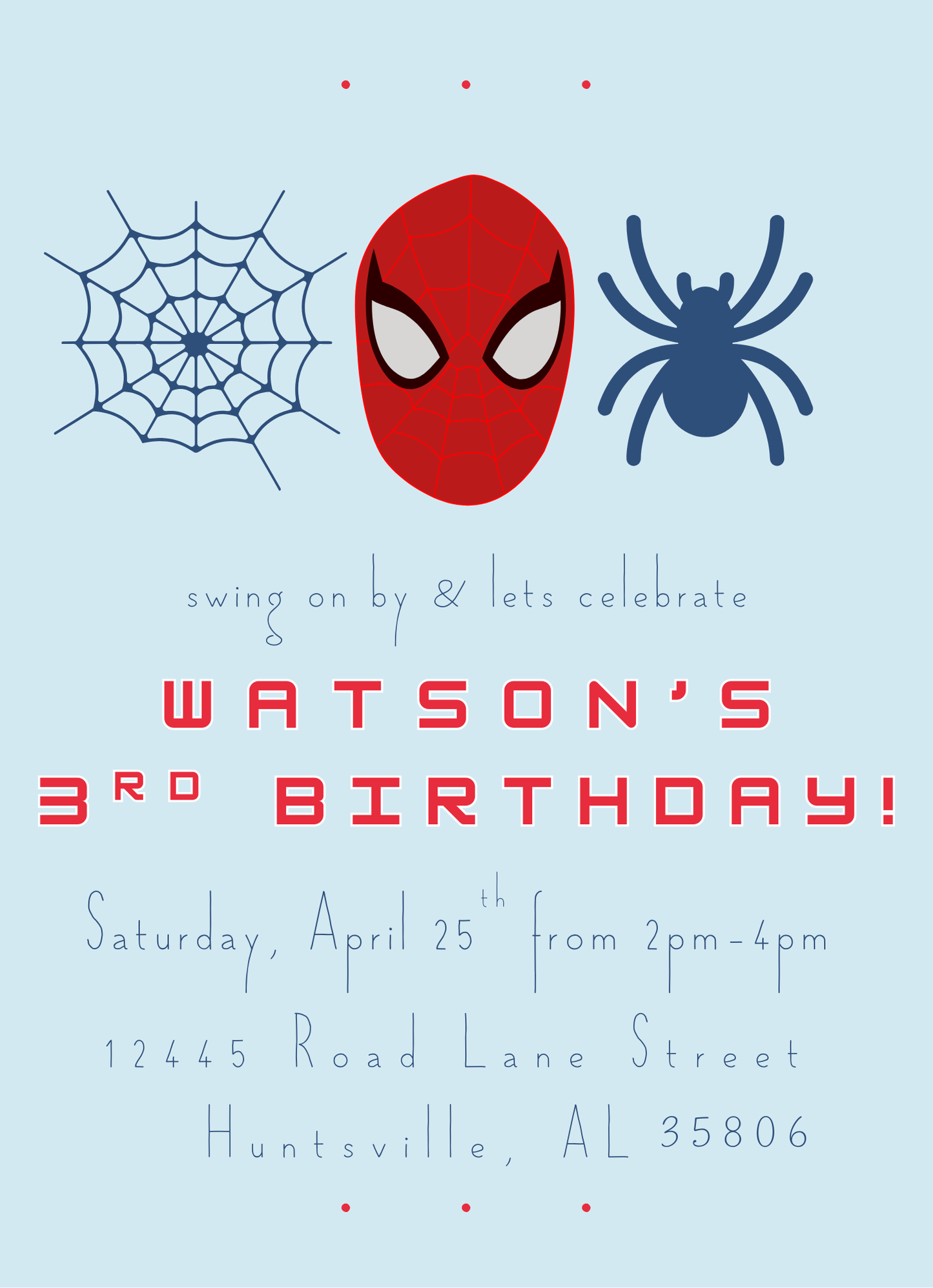 SPIDEY INVITATION (VERTICLE)