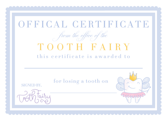 TOOTH FAIRY CERTIFICATE