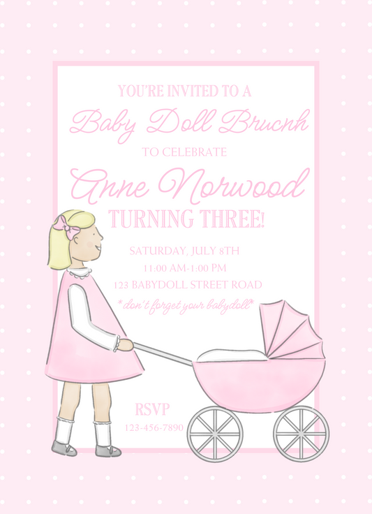 baby doll brunch invitation