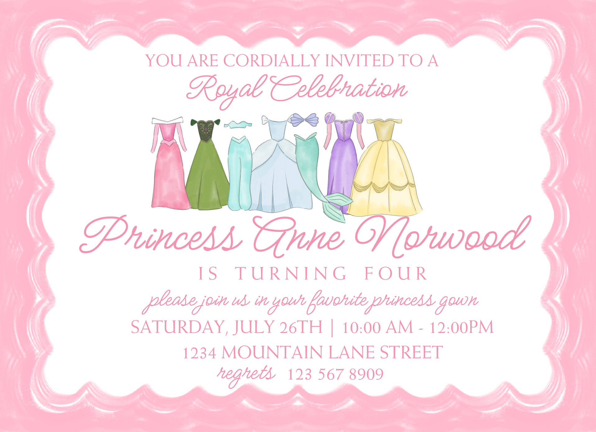 princess party invitation Elizabeth Smith Paper Designs princess party invitation Elizabeth Smith Paper Designs
