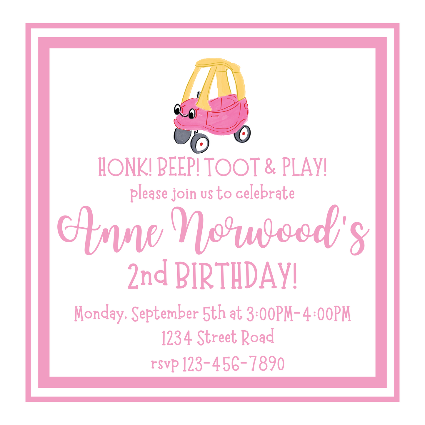 cozy car invitation
